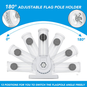 HOOPLE adjustable angles flag holder shows 180 degree positioning for precise display