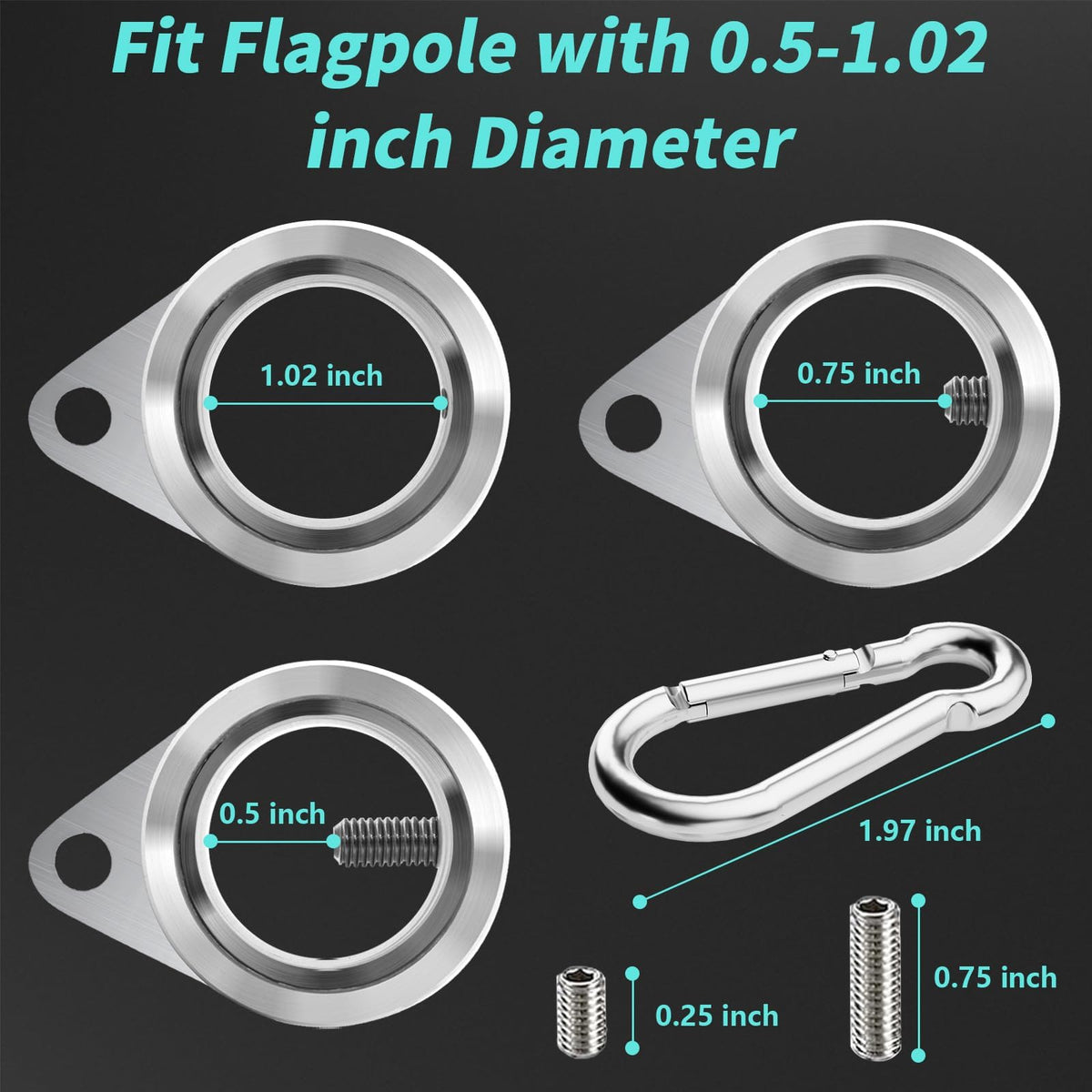 HOOPLE aluminum flagpole rings resist rust and sun for year-round use