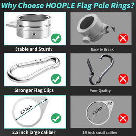 HOOPLE aluminum alloy flag rings offer rust resistance for outdoor use.