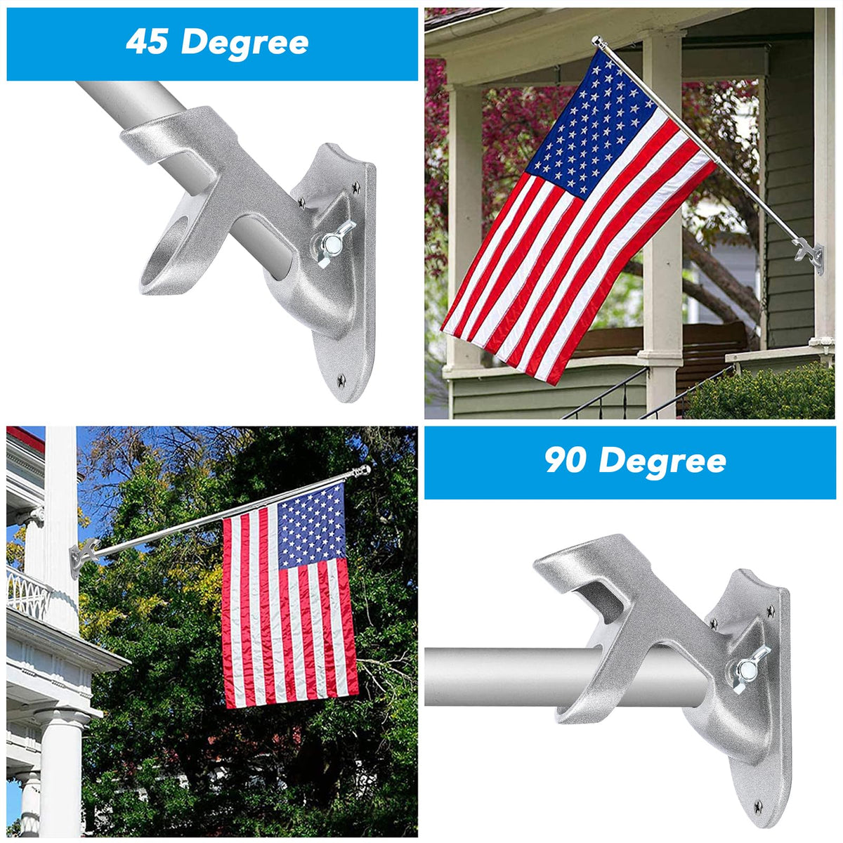 HOOPLE dual-position holder showing 45-degree and 90-degree mounting options