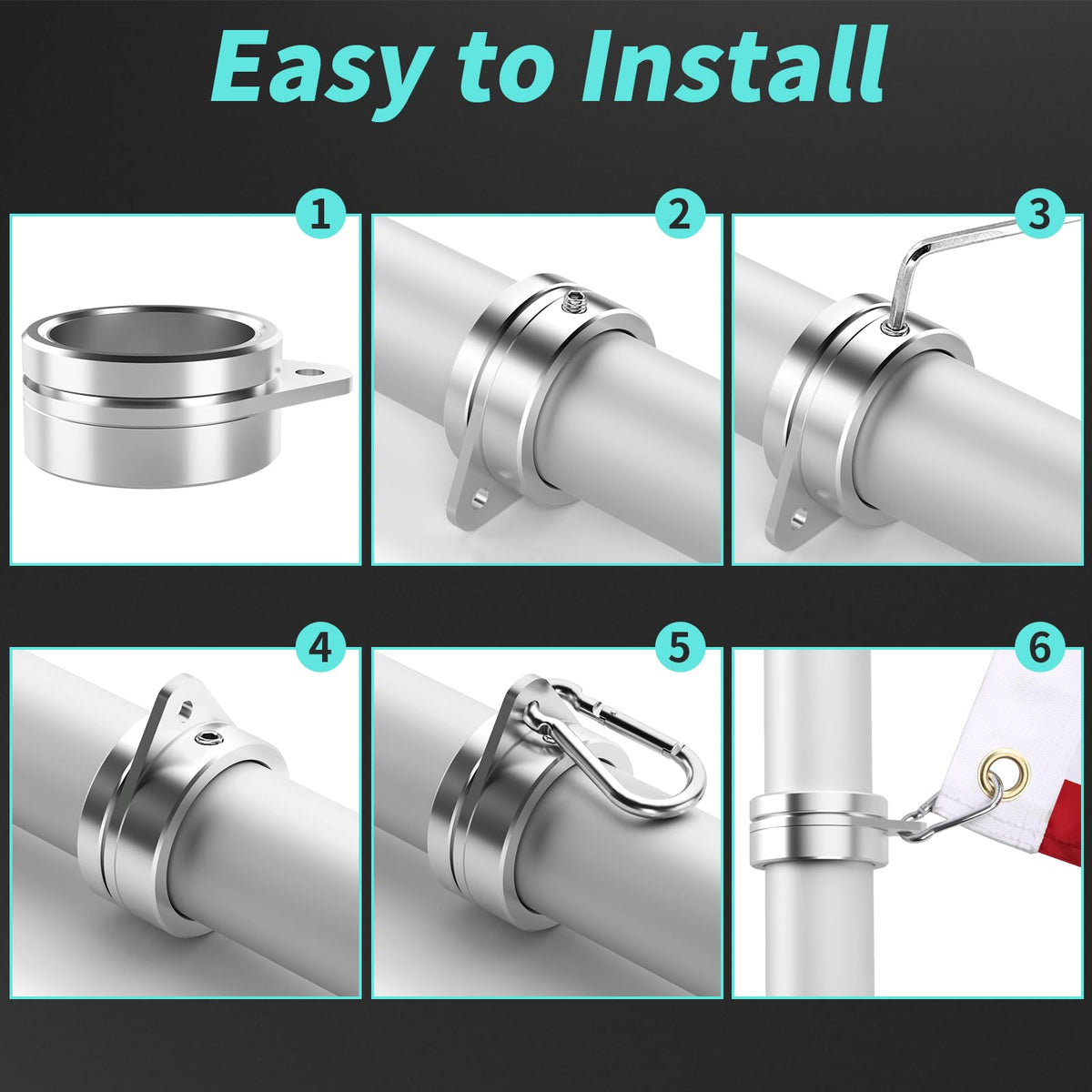 HOOPLE adjustable diameter compatibility ensures fit on 1.3–1.5 inch poles.