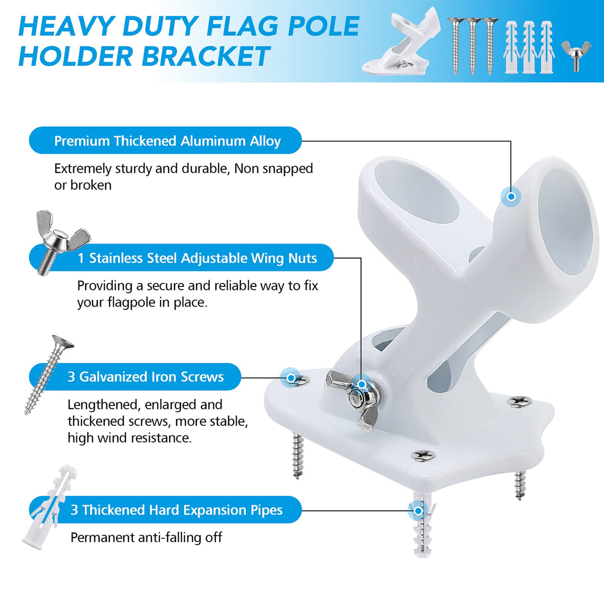 HOOPLE 45-degree upward angle flag pole holder for optimal display