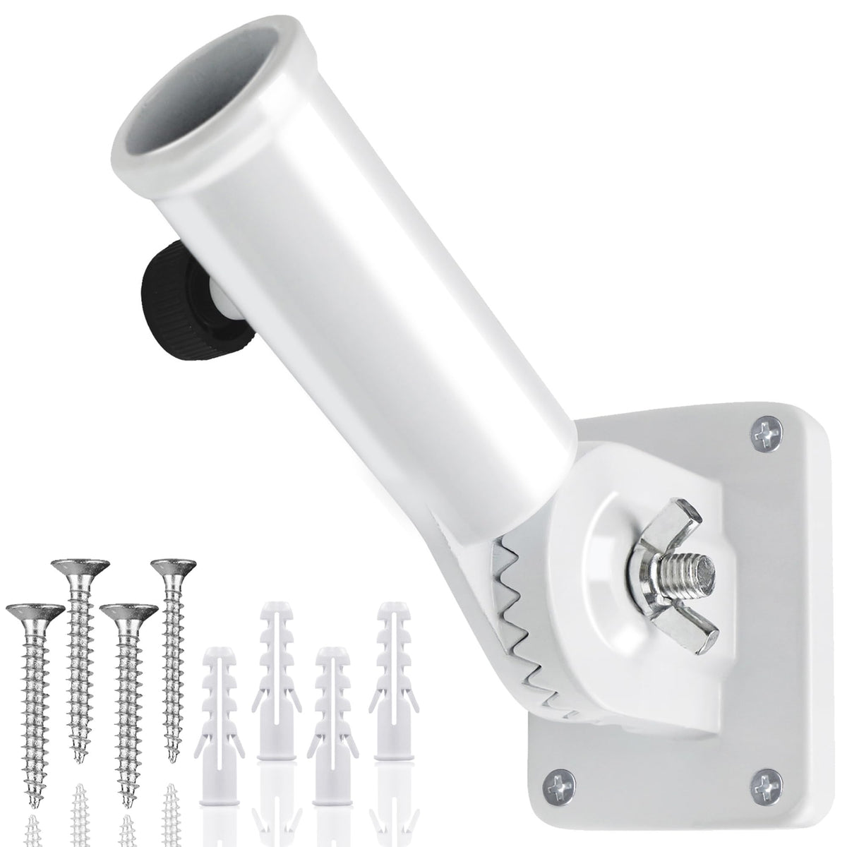 HOOPLE flag pole holder outside wall mount in white for durable outdoor display