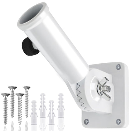 HOOPLE flag pole holder outside wall mount in white for durable outdoor display