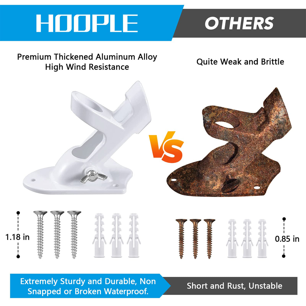 HOOPLE 90-degree vertical angle flag pole holder for front-yard visibility