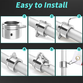 HOOPLE flag pole rings with carabiners ready for flag attachment.