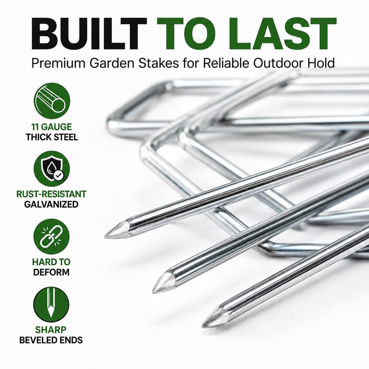 HOOPLE galvanized steel stakes endure outdoor conditions for long-lasting use