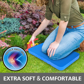 HOOPLE kneeling pad blue during yoga or workouts supports comfortable kneeling positions