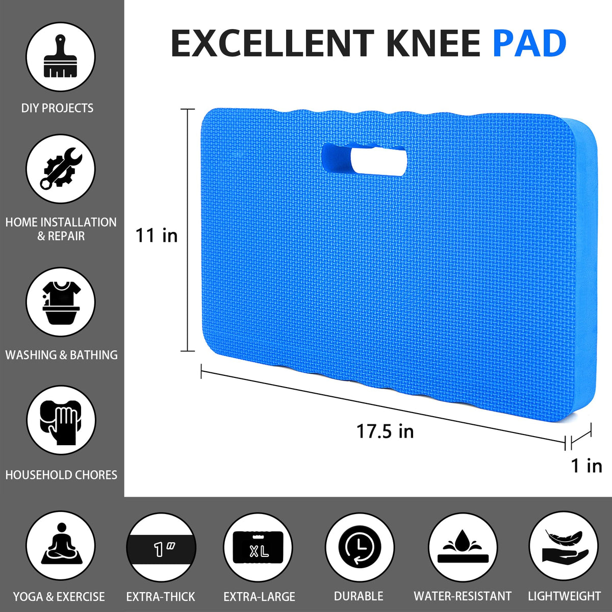 HOOPLE kneeling pad blue for storage fits neatly under shelves or in a bag