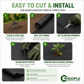 HOOPLE long-lasting garden fabric reduces maintenance and weed growth.
