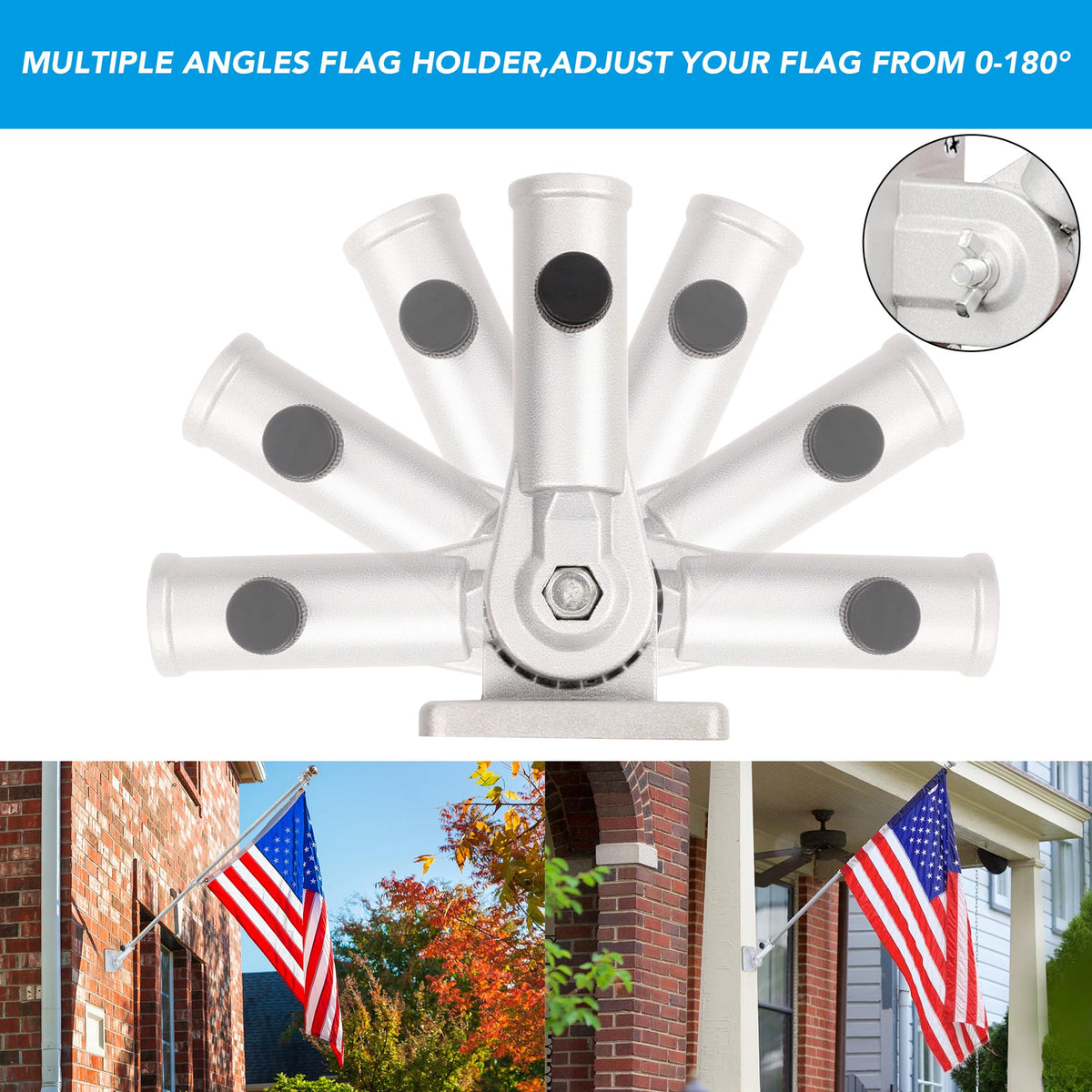 HOOPLE metal wall bracket for flag, high wind resistance.