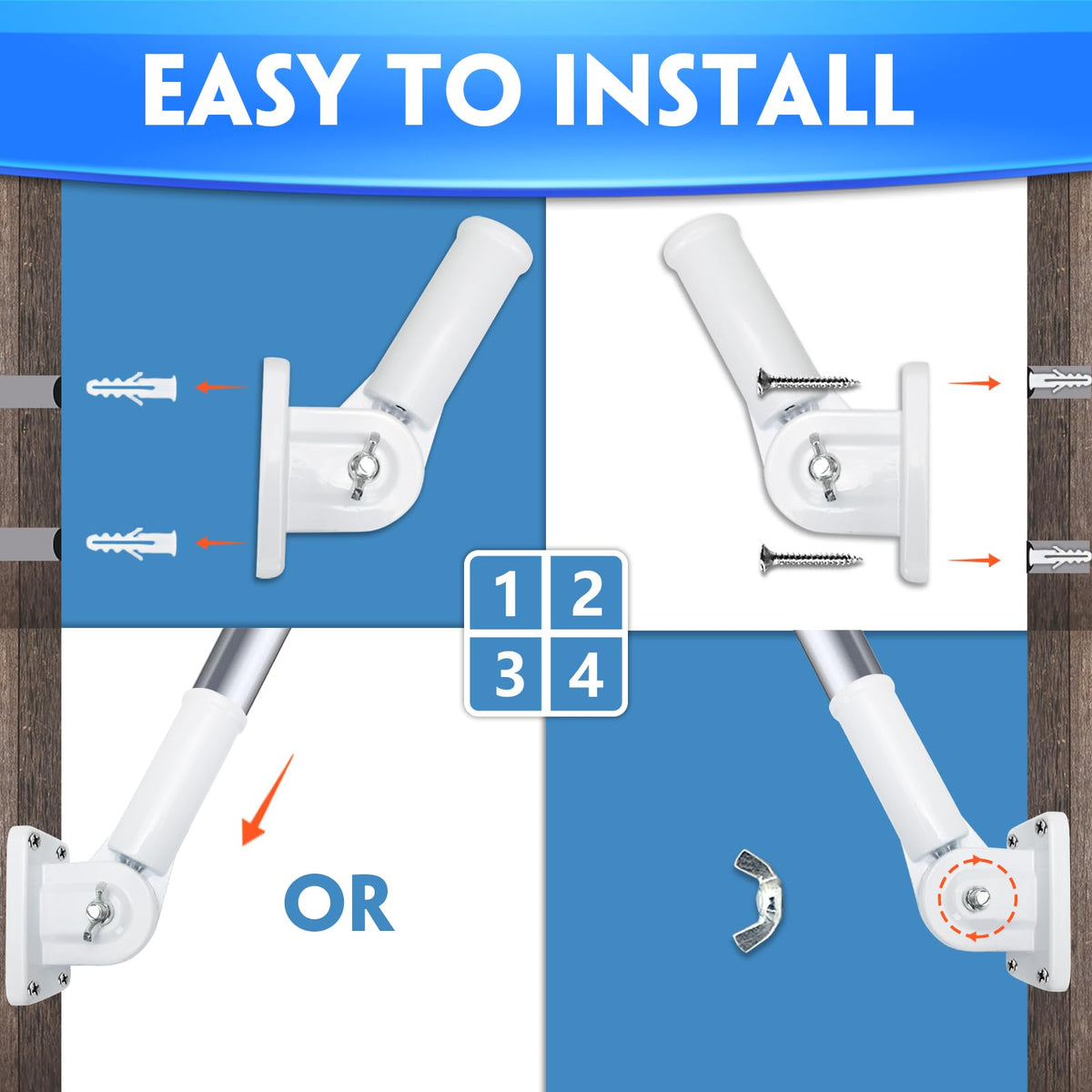 HOOPLE 1 inch flag pole compatible bracket for most standard setups