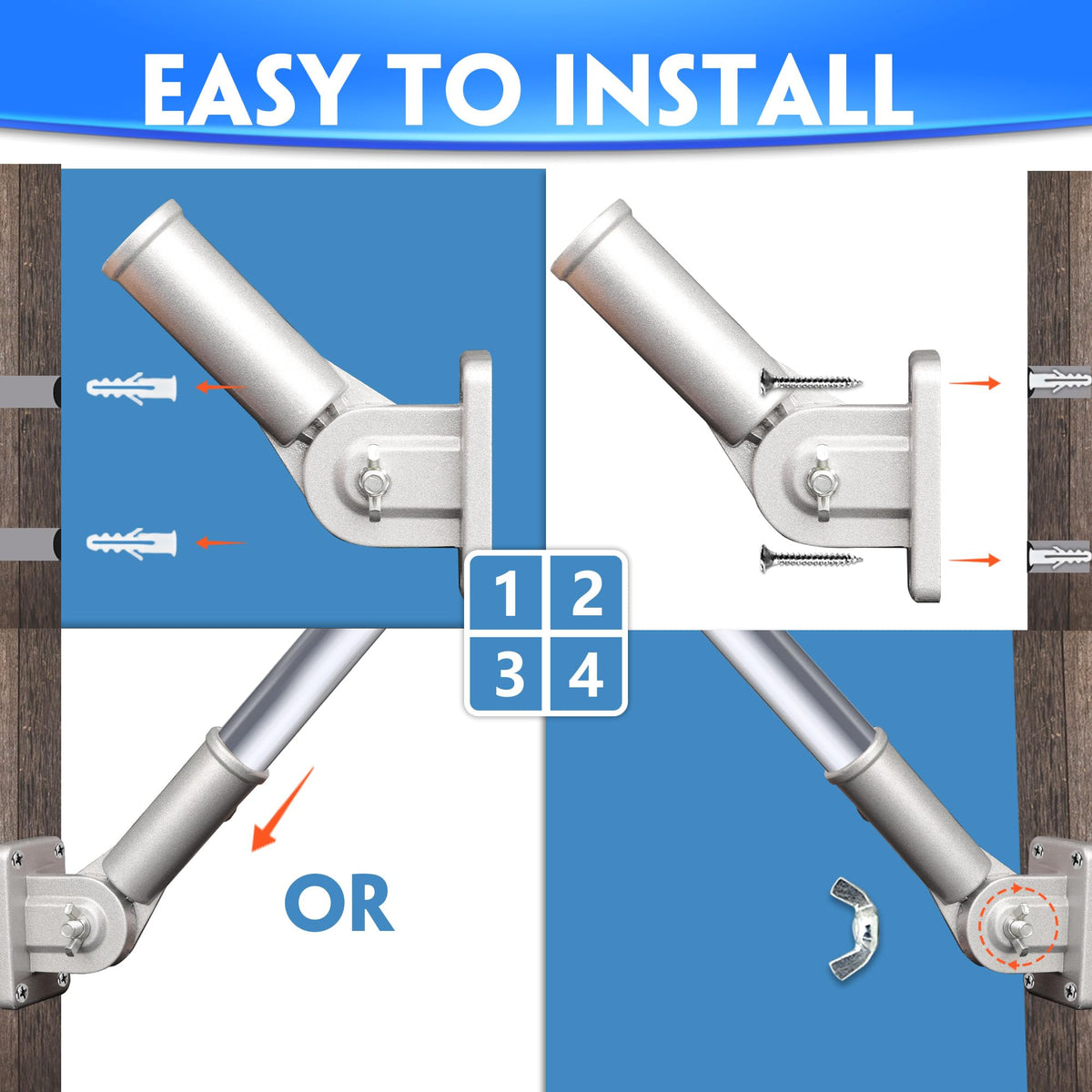 HOOPLE outdoor flag bracket for porch, railing, and yard.