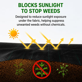 HOOPLE permeable fabric aids soil aeration while blocking unwanted weeds.