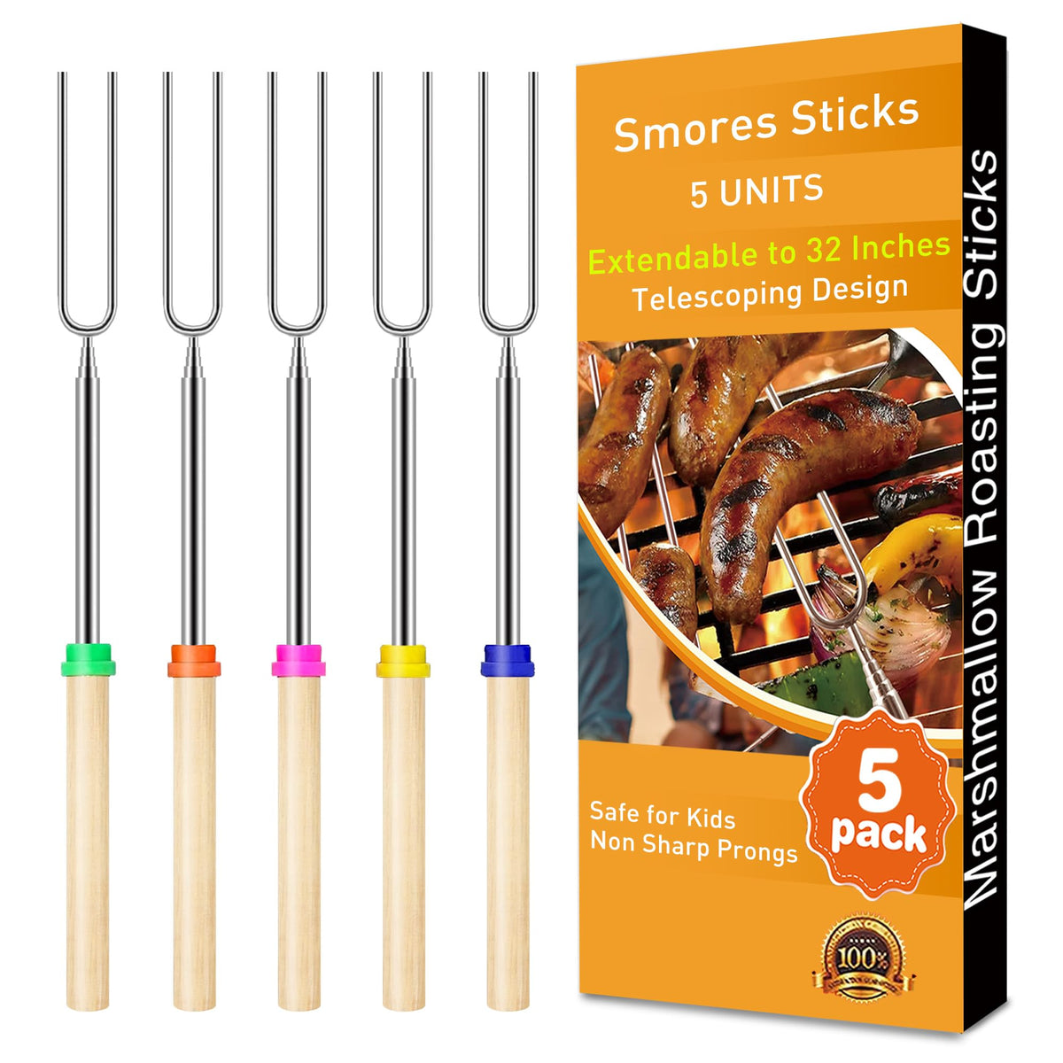 HOOPLE Smores Sticks fire pit extendable 32-inch reach for safe roasting