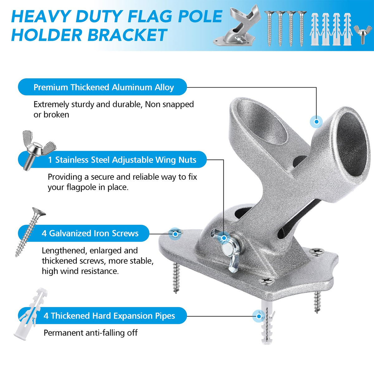 HOOPLE wall mount bracket with stainless screws for secure installation