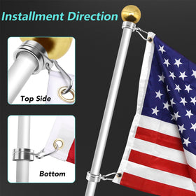 HOOPLE carabiner-equipped flag rings provide secure attachment to the pole.