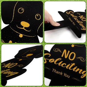 Hooqict front door sign featuring a puppy silhouette and clear message.