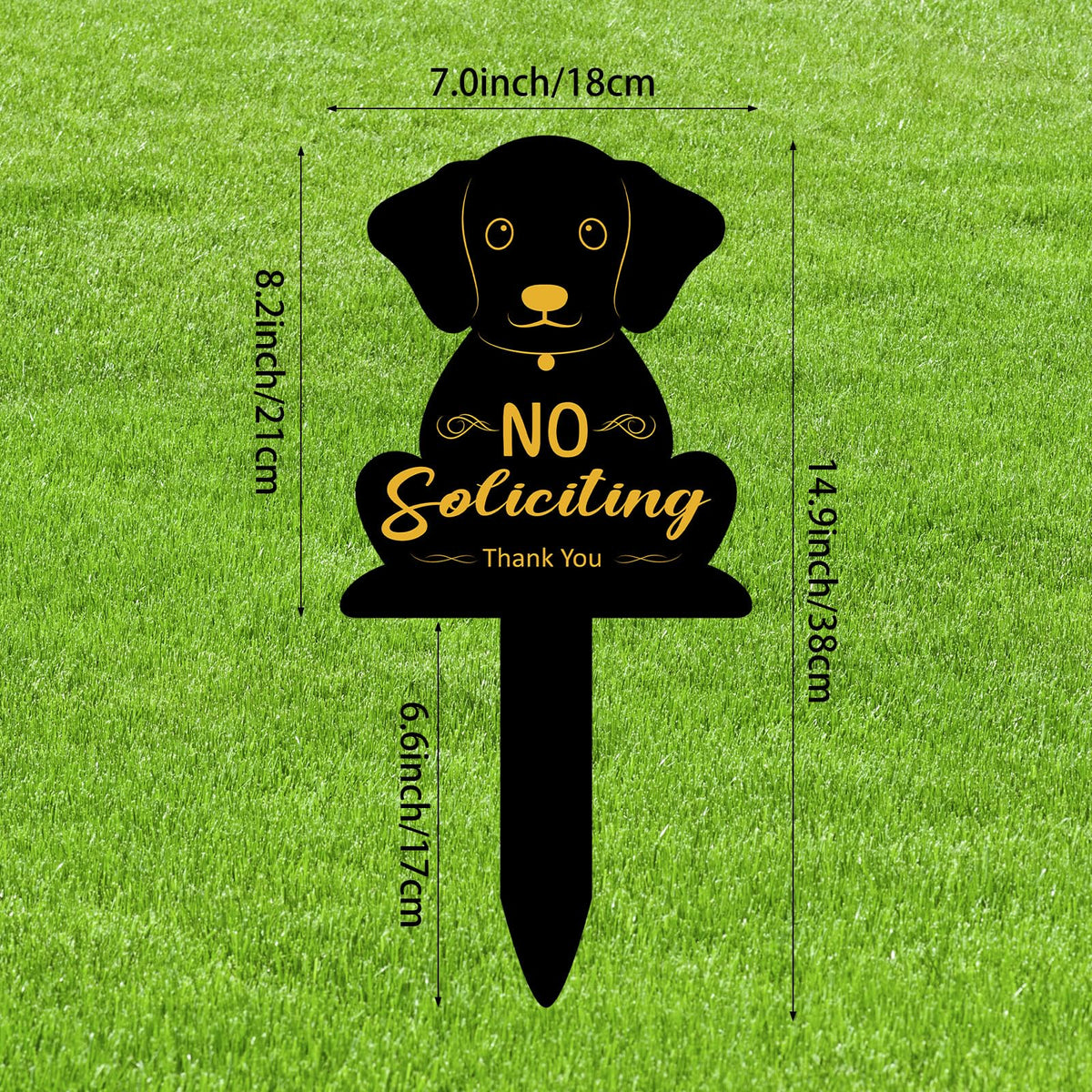 Hooqict metal no soliciting sign with stake for front-door visibility.