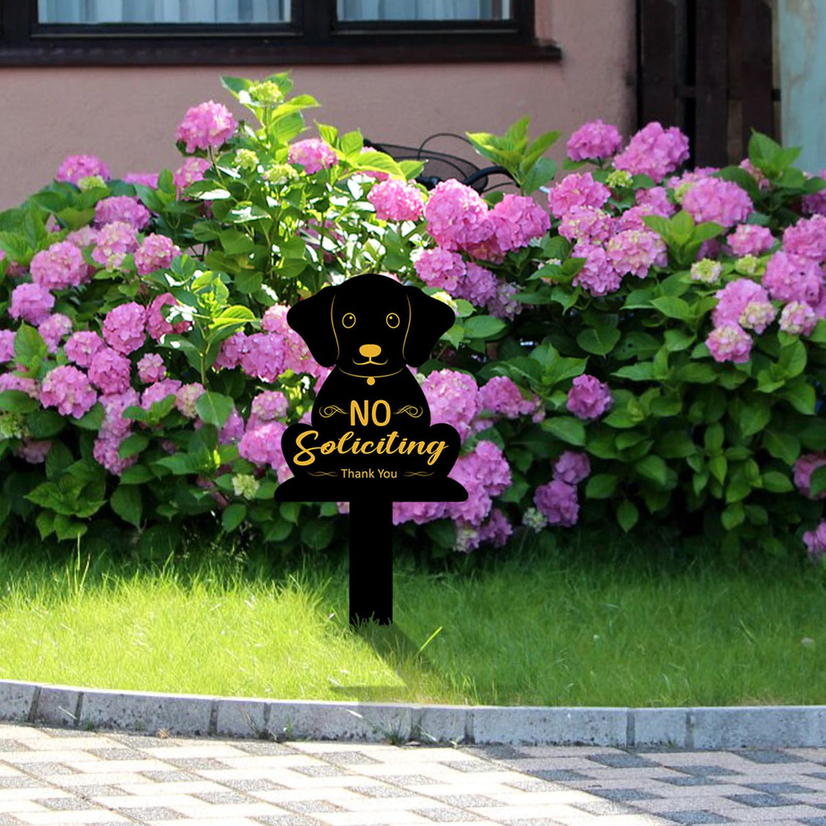 Hooqict no soliciting yard sign with stake, weather-ready design.