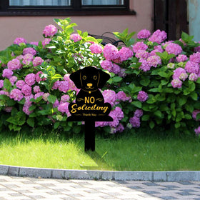 Hooqict no soliciting yard sign with stake, weather-ready design.