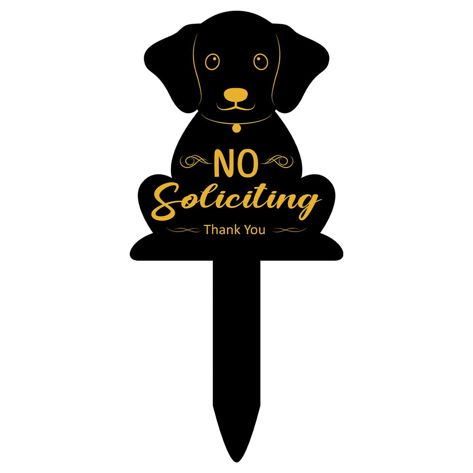 Hooqict puppy-shaped no soliciting sign in metal, durable front-door decor.