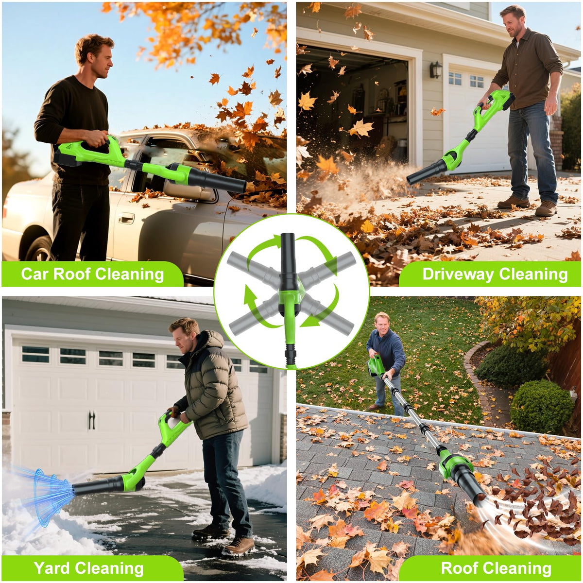 HooSeen 300-degree rotatable nozzle targets corners and eaves with ease.