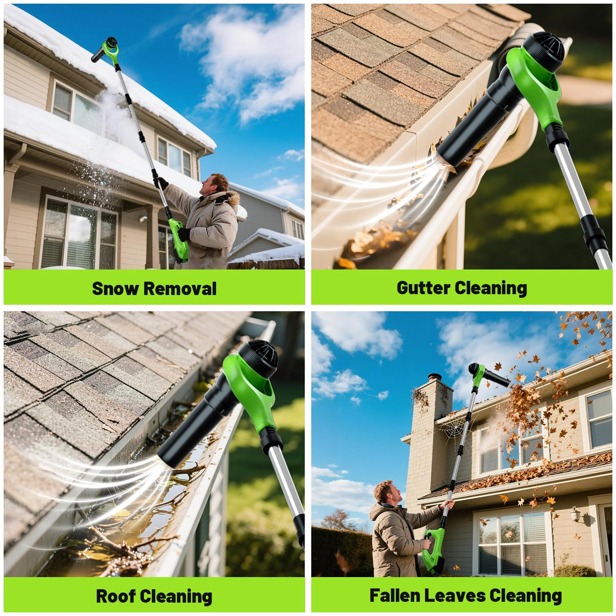 HooSeen multi-use tool cleans gutters, decks, and patios in a single setup.