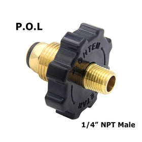 Hooshing adapter demonstrates 1/4 NPT to 3/8 flare fittings for versatile connections.