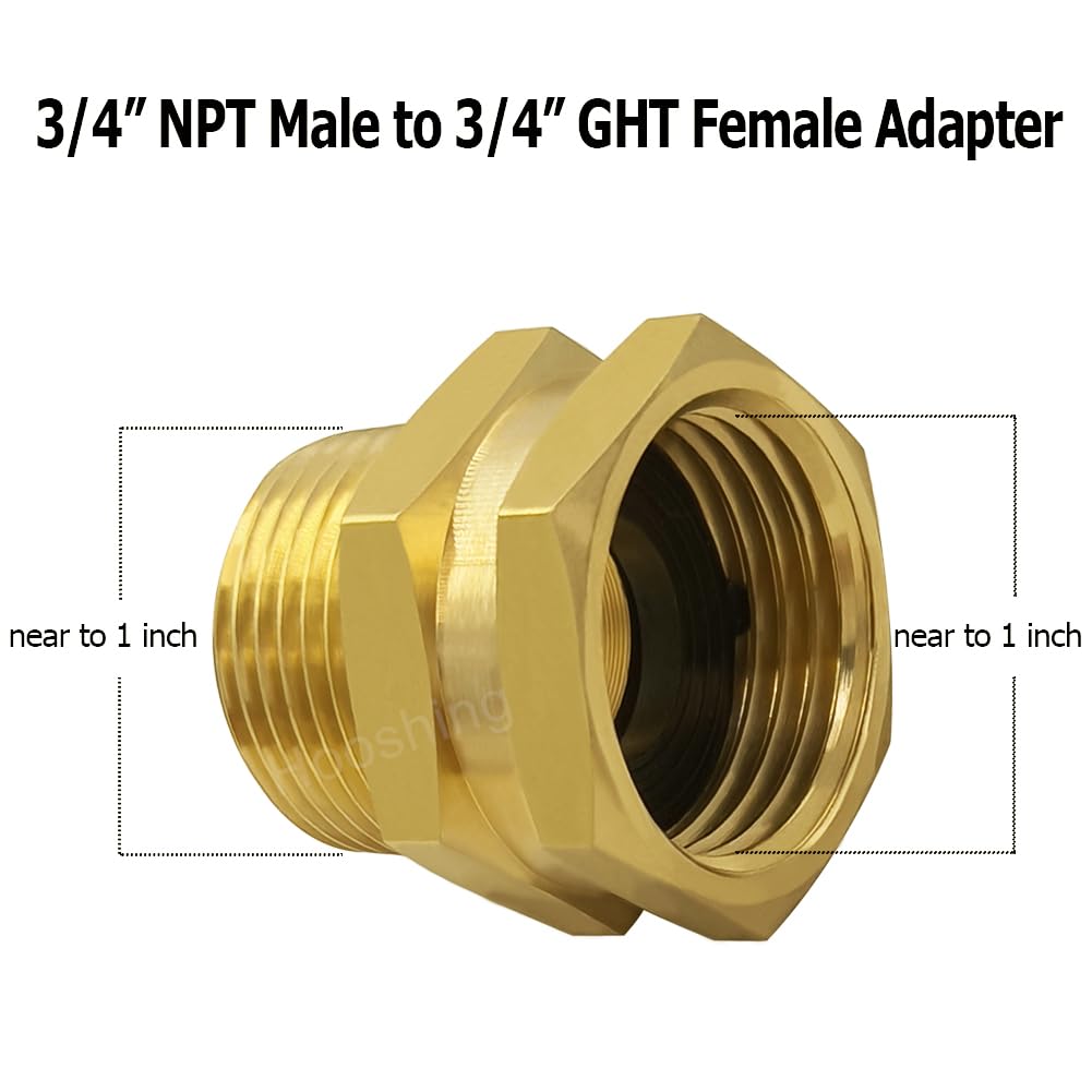 Hooshing brass adapter highlighting durable construction for outdoor hose connections.
