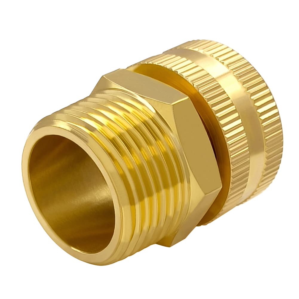 Hooshing brass adapter in use on hose spigot for quick assembly.