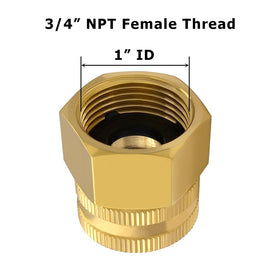 Hooshing brass garden hose adapter GHT female end for secure sealing.