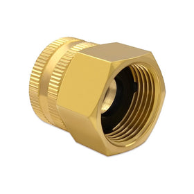 Hooshing brass garden hose adapter with rubber gasket for tight seal.