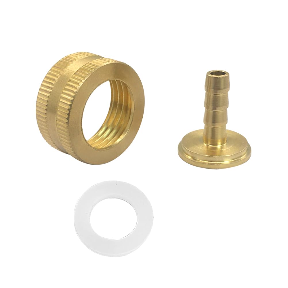 Hooshing brass garden hose end mender highlights compatibility with garden hoses.