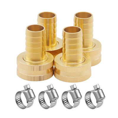 Hooshing end-mender in brass for quick 3/4 inch hose repairs.