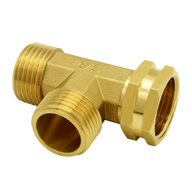 Hooshing brass garden hose tee fitting with 3/4inch GHT for versatile irrigation connections.