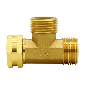 Hooshing brass GHT female/male/male connector enabling three-way flow with durability.