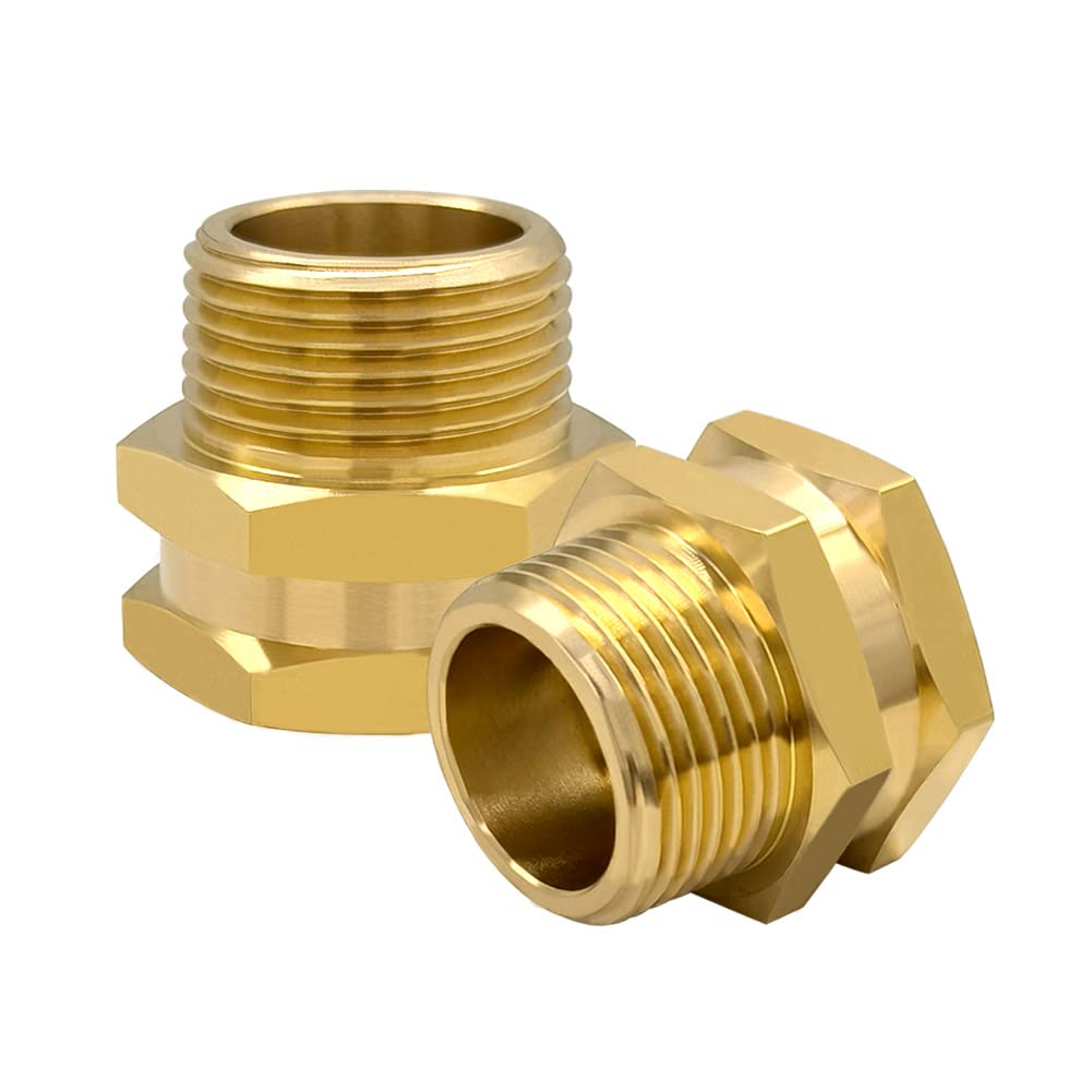 Hooshing brass hose connector with 3/4 NPT to GHT female end for leak-free fit.