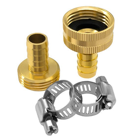 Hooshing brass hose repair kit ends shown for easy repair of a torn hose