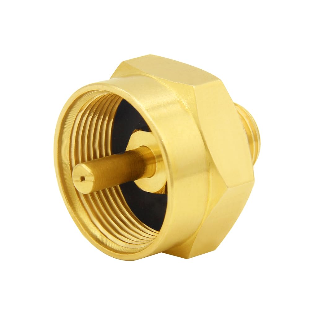 Hooshing brass propane connector showing throwaway cylinder fitting for quick setup