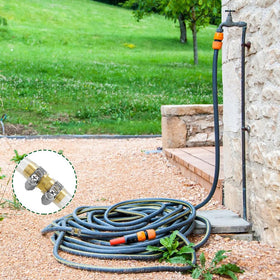 Hooshing easy-install garden hose mender kit in action.
