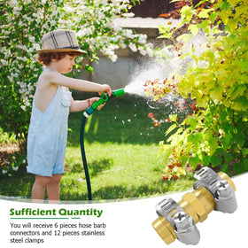 Hooshing garden hose extension and repair setup with compatible fittings.