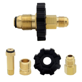 Hooshing POL adapter connected to a 20 lb tank and regulator for easy setup.