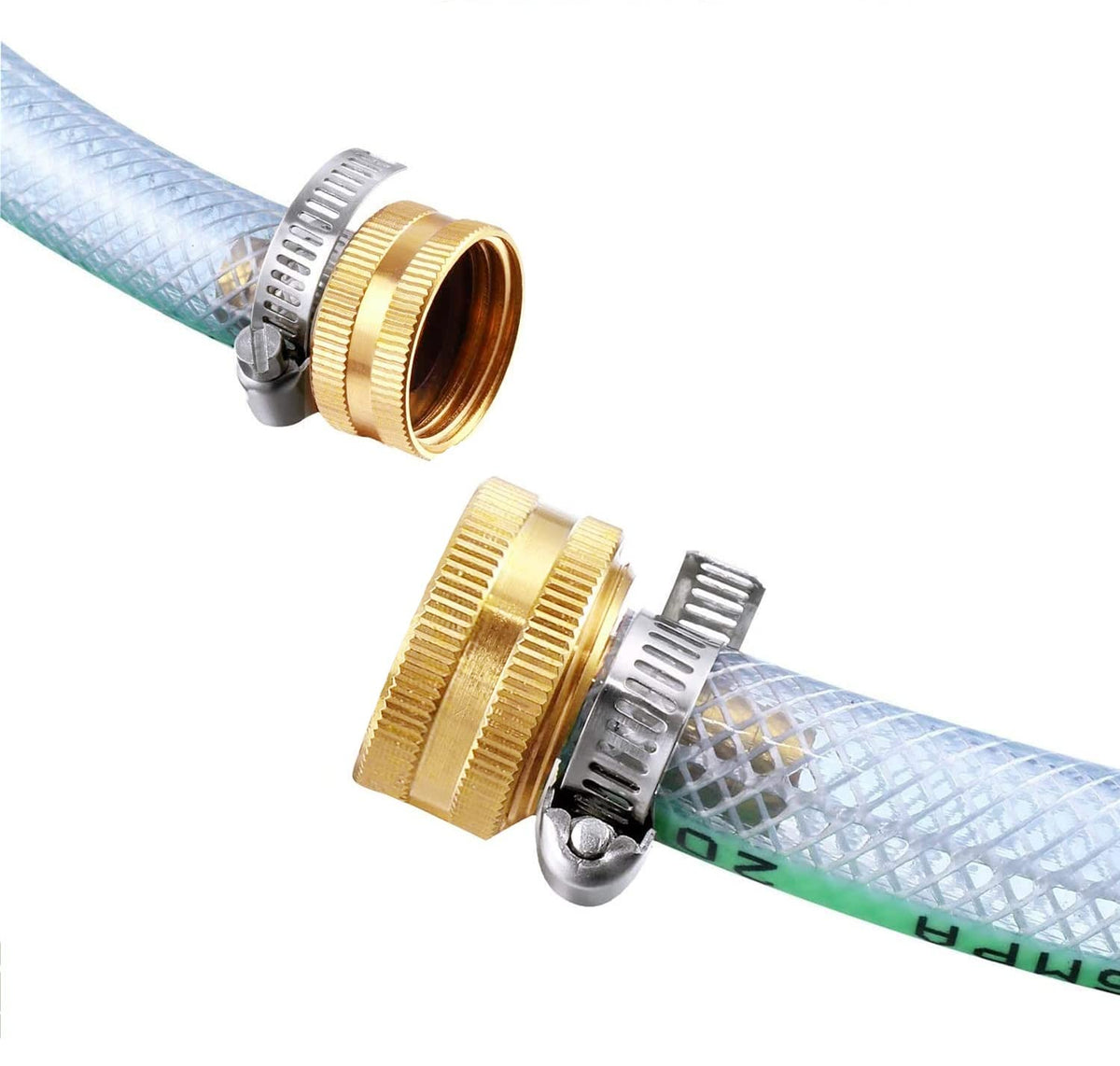 Hooshing stainless clamps secured for reliable sealing on hoses.