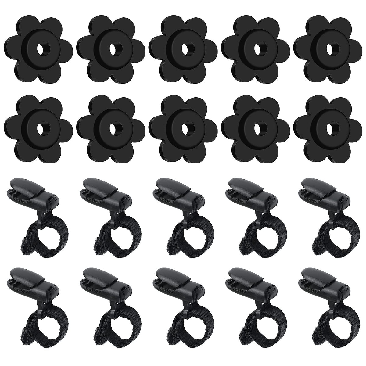 HOOSUN 20-pack garden flag clips and stoppers securely hold flags on stands
