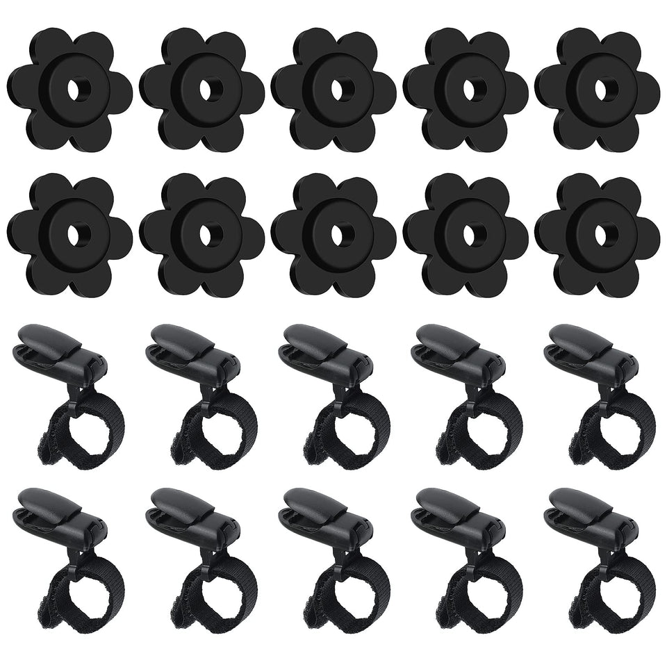 HOOSUN 20-pack garden flag clips and stoppers securely hold flags on stands