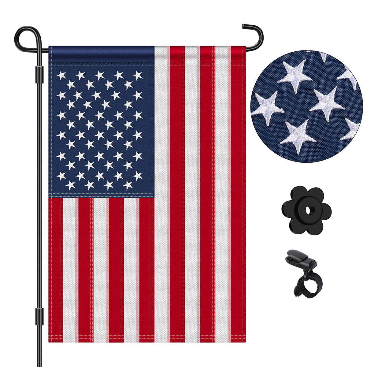 HOOSUN American garden flag with embroidered stars for durable yard decor