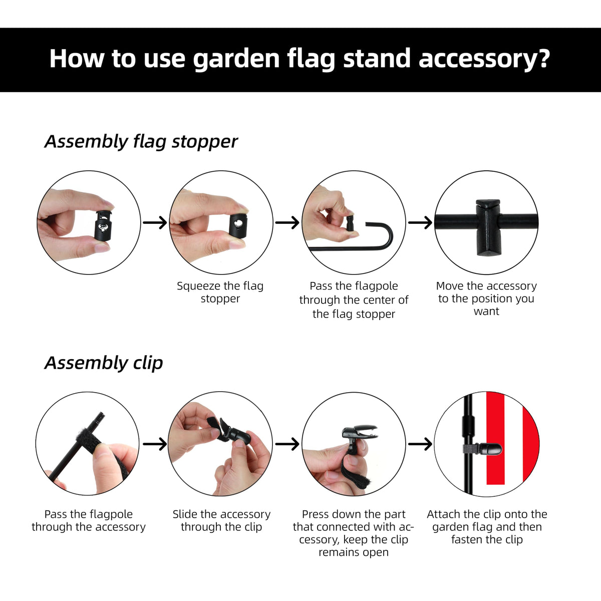 HOOSUN garden flag clip holds flags steady during breezes and wind.