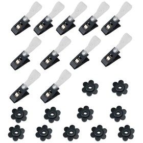 HOOSUN garden flag clips securing flags on a stand in windy conditions