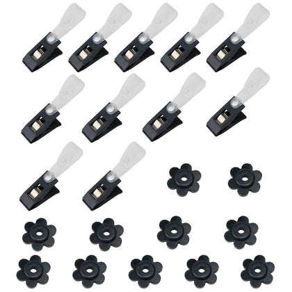HOOSUN garden flag clips securing flags on a stand in windy conditions